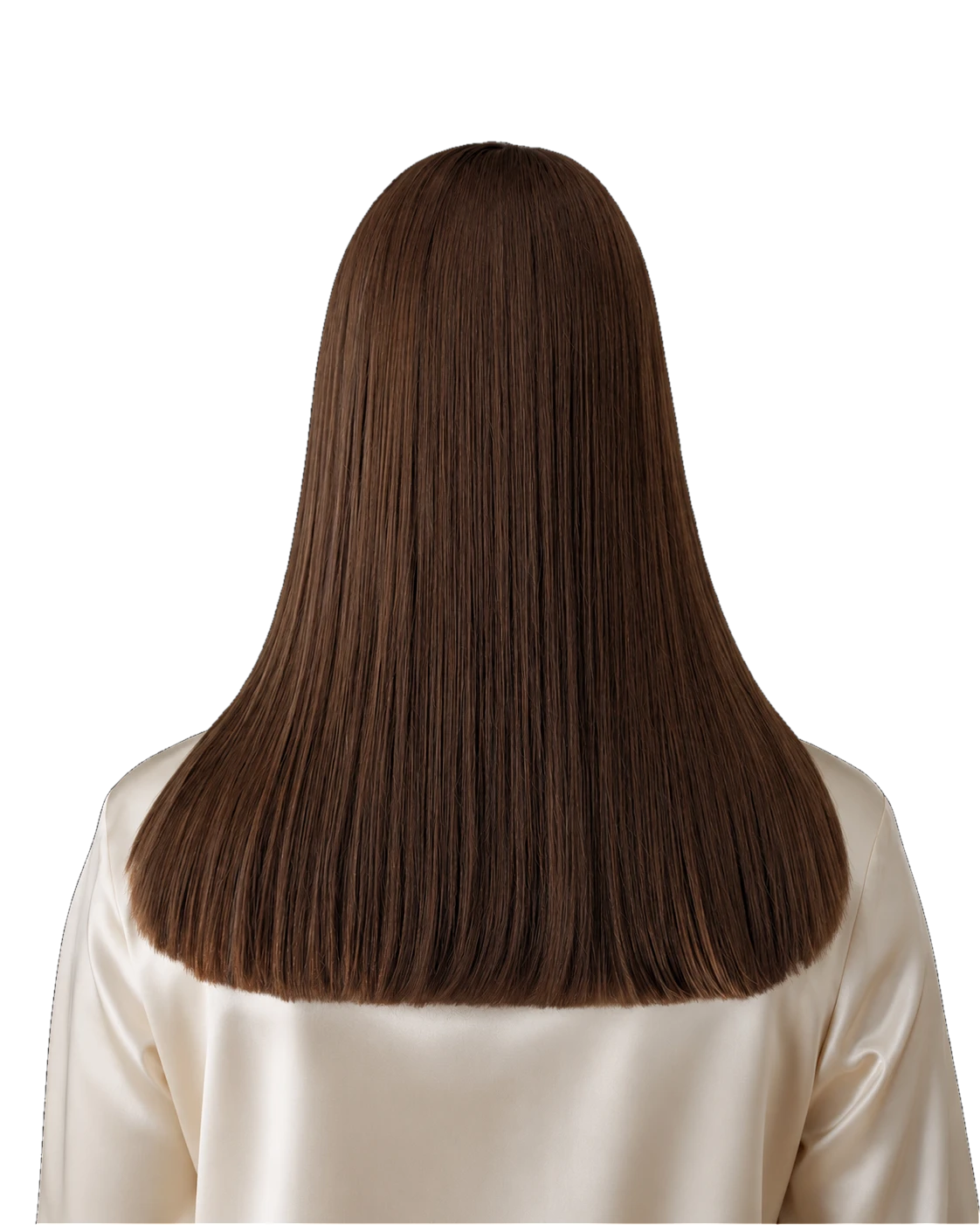 Client with smooth, glossy hair after a nanoplasty treatment